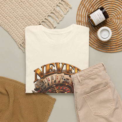 Never Give Up Graphic Tee – Roulette & Cards Motivational T-Shirt